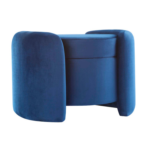 Nebula Upholstered Performance Velvet Ottoman - Midnight Blue EEI-6055-MID