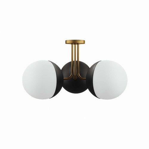 Stellar 3-Light Semi-Flush Ceiling Light - Opal Satin Brass EEI-5656-OPA-SBR