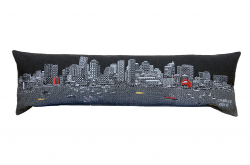 45" Black Boston Nighttime Skyline Lumbar Decorative Pillow (482440)