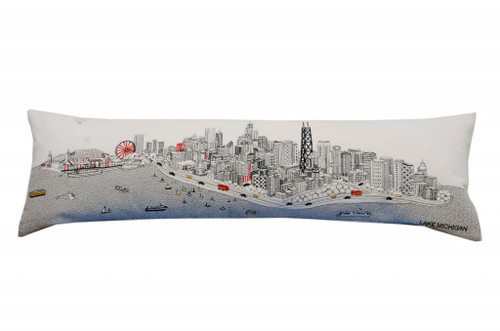 45" White Chicago Daylight Skyline Lumbar Decorative Pillow (482443)