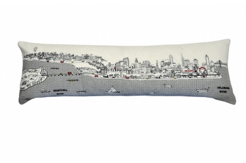 45" White Philadelphia Daylight Skyline Lumbar Decorative Pillow (482459)