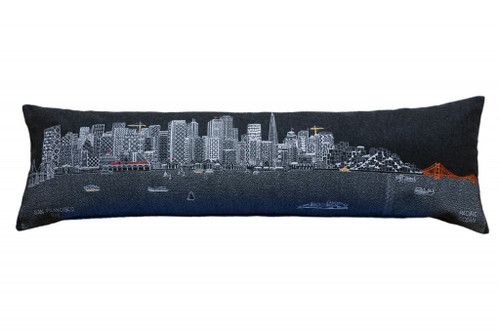 45" Black San Francisco Nighttime Skyline Lumbar Decorative Pillow (482464)