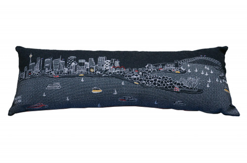 45" Black Sydney Nighttime Skyline Lumbar Decorative Pillow (482468)