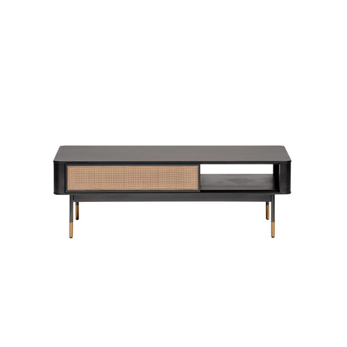 Modern Black And Wicker Coffee Table With Storage (370457)