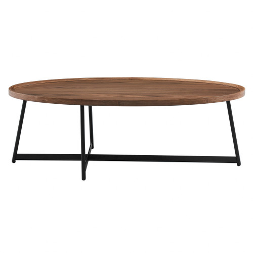 Modern Elegance Walnut Oval And Black Coffee Table (370464)