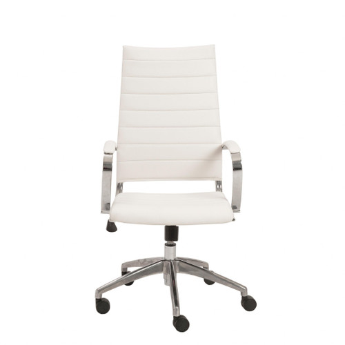 22.25" X 27" X 45.25" High Back Office Chair In White With Aluminum Base (370486)