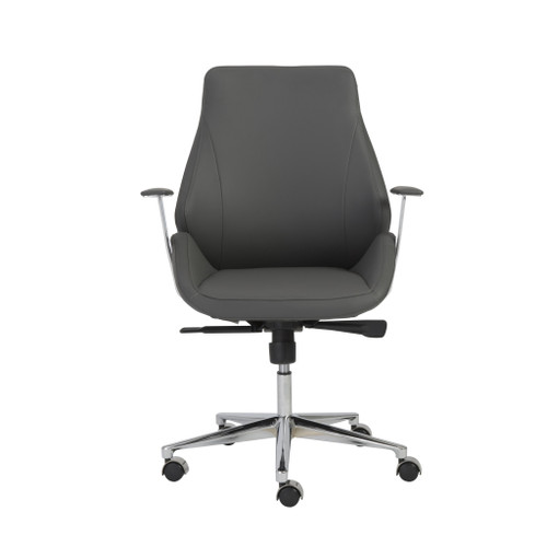 Gray Faux Leather Scoop Office Chair With Mod Armrests (370496)