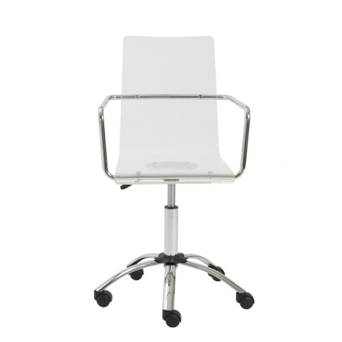 20.52" X 22.01" X 39.49" Office Chair In Clear With Chromed Steel Base (370505)