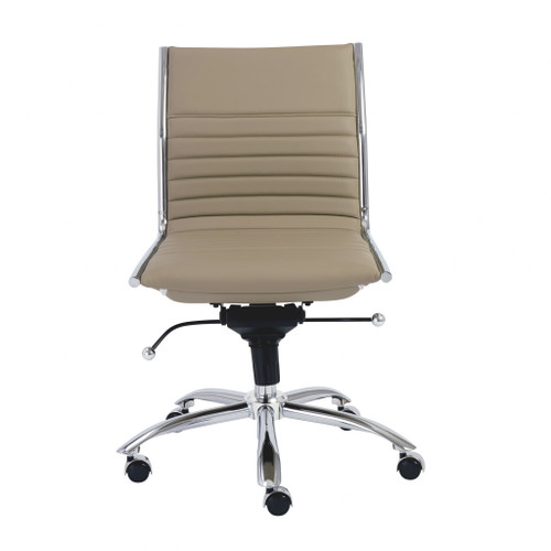 26.38" X 25.99" X 38.19" Low Back Office Chair Without Armrests In Taupe With Chromed Steel Base (370528)