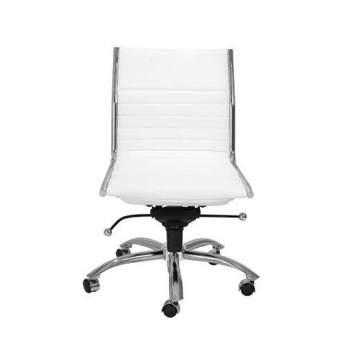 26.38" X 25.99" X 38.19" Low Back Office Chair Without Armrests In White With Chromed Steel Base (370530)