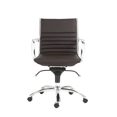 27.01" X 25.04" X 38" Low Back Office Chair In Brown With Chromed Steel Base (370533)