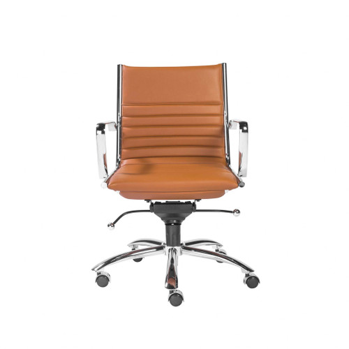 27.01" X 25.04" X 38" Low Back Office Chair In Cognac With Chrome Base (370534)