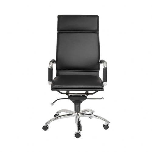 26.38" X 27.56" X 45.87" High Back Office Chair In Black With Chromed Steel Base (370545)