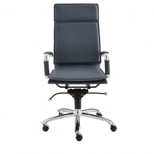 26.38" X 27.56" X 45.87" High Back Office Chair In Blue With Chromed Steel Base (370546)