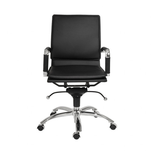 25.99" X 26.78" X 38.39" Low Back Office Chair In Black With Chromed Steel Base (370555)