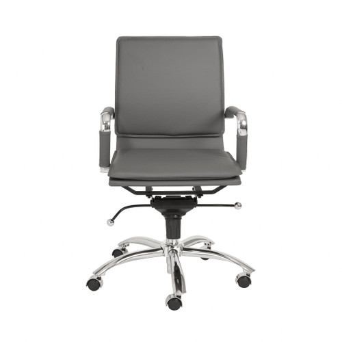 25.99" X 26.78" X 38.39" Low Back Office Chair In Gray With Chromed Steel Base (370559)