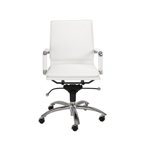 25.99" X 26.78" X 38.39" Low Back Office Chair In White With Chromed Steel Base (370560)