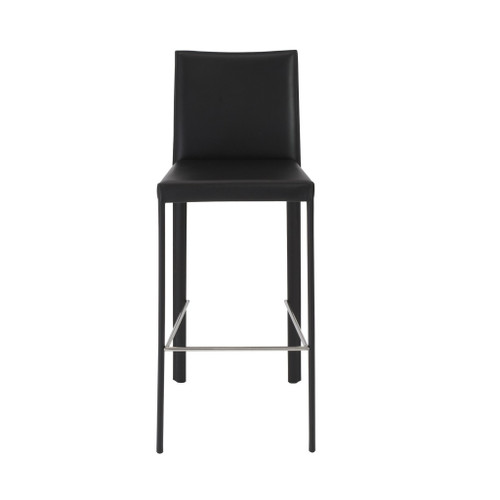 Set Of Two Full Black Faux Leather Bar Stools (400608)