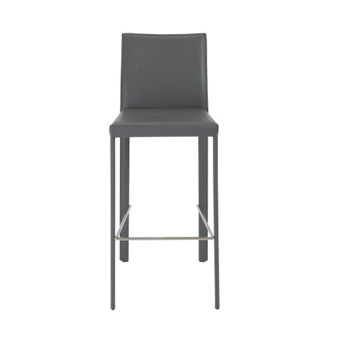 Set Of Two Full Gray Faux Leather Bar Stools (400609)