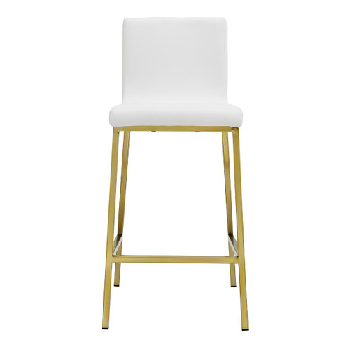 Set Of Two Gray Faux Leather And Gold Bar Stools (400625)