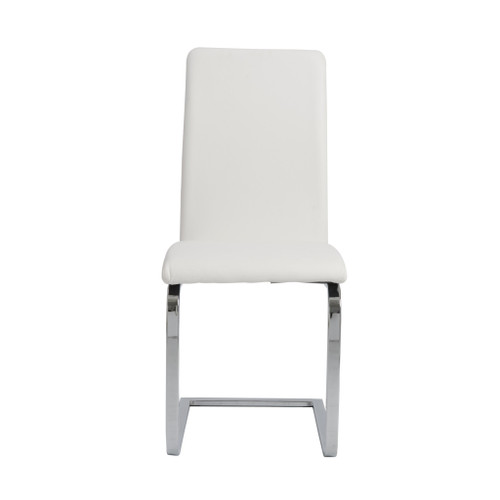 Set Of Two Mod White And Silver Dining Chairs (400663)