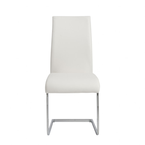 Set Of Four White Faux Faux Leather Long Back Cantilever Chairs (400668)