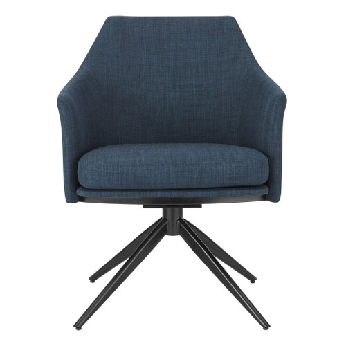 Dark Teal Blue Fabric And Black Swivel Armchair (400706)