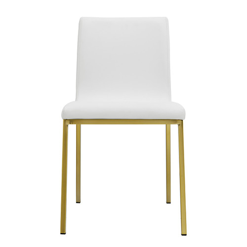 Set Of Two Minimalist White Faux Faux Leather And Gold Chairs (400710)