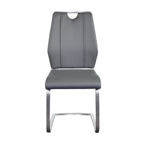 Set Of Two Light Gray Faux Leather Cantilever Chairs (400712)