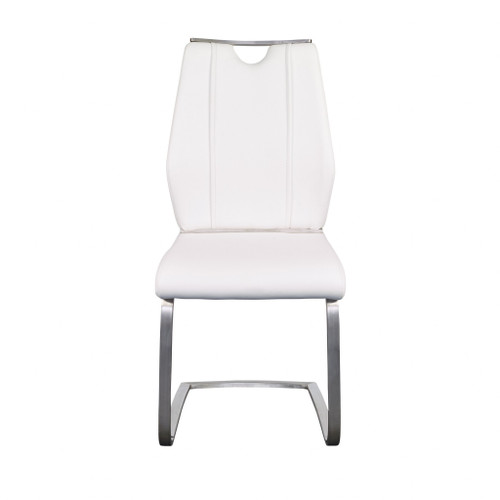 Set Of Two White Faux Leather Cantilever Chairs (400714)