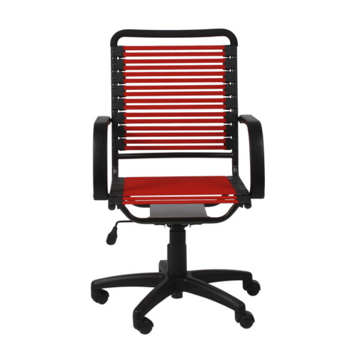 45" Black And Red Flat Bungee Cord High Back Office Chair (400771)
