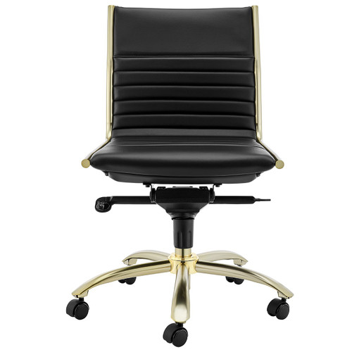 Executive Black And Gold Low Back No Arm Office Chair (400775)