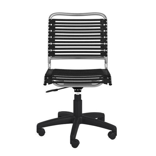 37" Black And Chrome Flat Bungee Cord Low Back Office Chair (400779)
