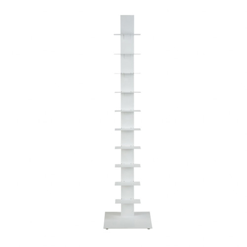 White Metal Ten Shelf Modern Tower Bookcase (400822)