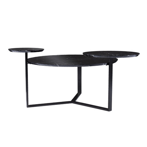 43" Black Solid Manufactured Wood And Metal Free Form Coffee Table (402144)