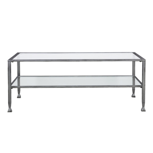 48" Silver Glass And Metal Rectangular Coffee Table (402146)