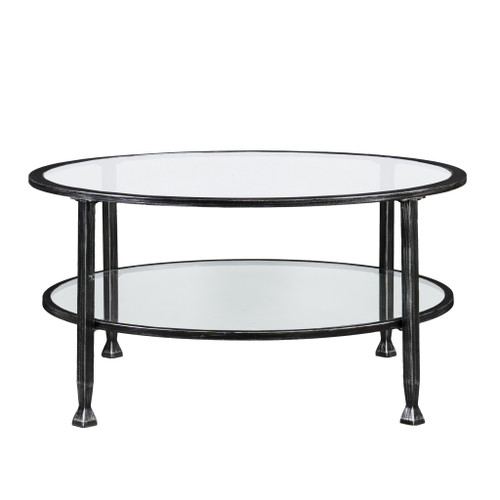 36" Black Glass And Metal Round Coffee Table (402148)