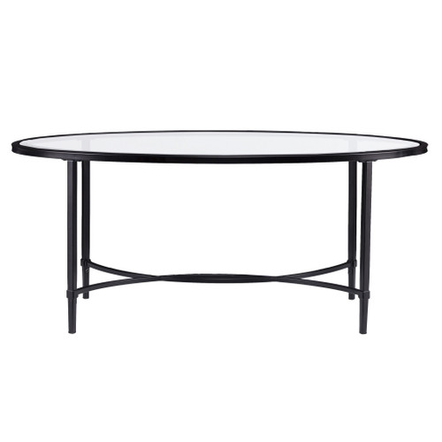 45" Black Glass And Metal Oval Coffee Table (402151)