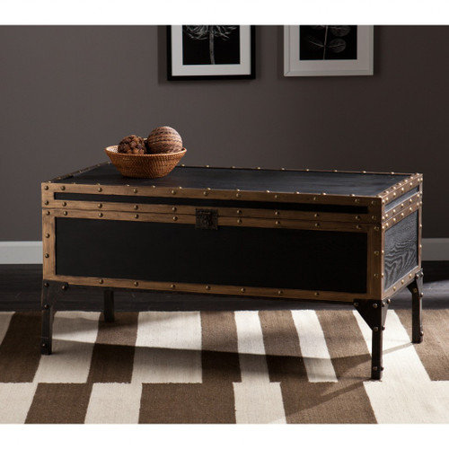 40" Black Manufactured Wood And Metal Rectangular Coffee Table (402158)