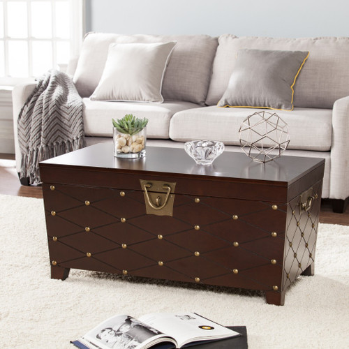 39" Brown Manufactured Wood And Metal Rectangular Coffee Table (402160)