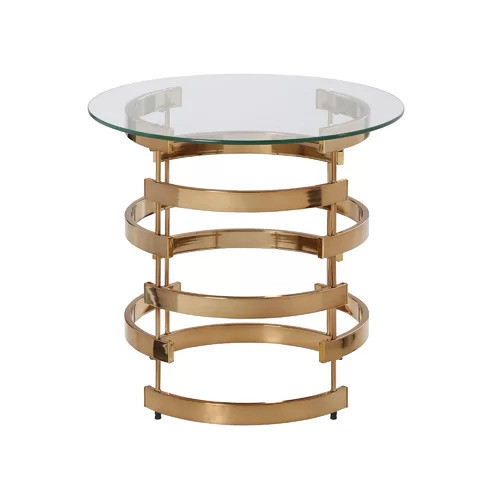 21" Champagne Glass And Iron Round End Table (402494)