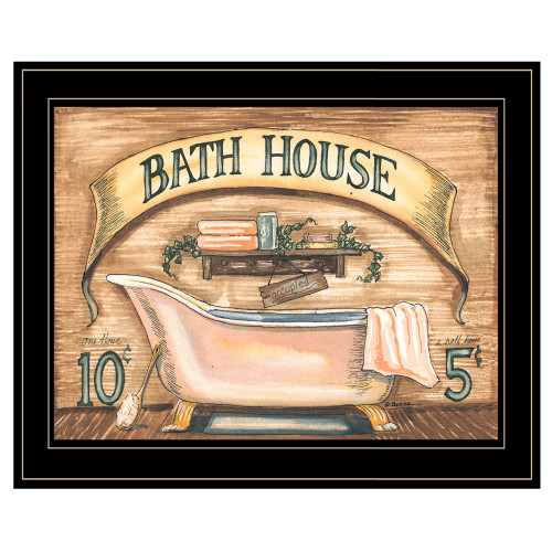 Bath House Bath Tub Black Framed Print Wall Art (404322)