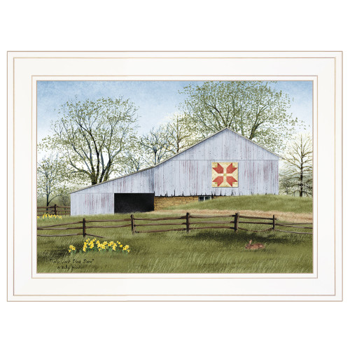 Tulip Quilt Block Barn 1 White Framed Print Wall Art (404391)