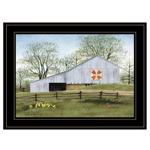 Tulip Quilt Block Barn 2 Black Framed Print Wall Art (404392)