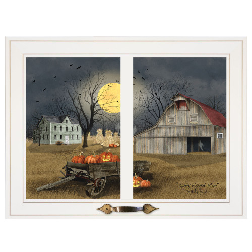Spooky Harvest Moon Halloween White Framed Print Wall Art (406229)