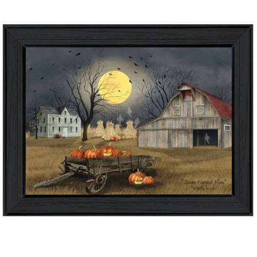 Spooky Harvest Moon 3 Black Framed Print Wall Art (406313)