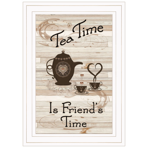 Tea Time Is Friends Time 1 White Framed Print Wall Art (406571)
