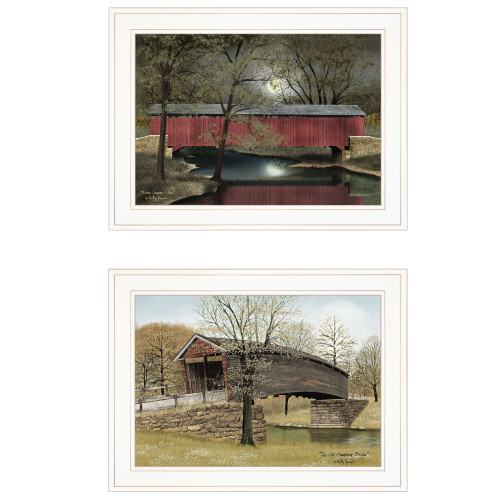 Set Of Two Bridges Of 1 White Framed Print Wall Art (406627)