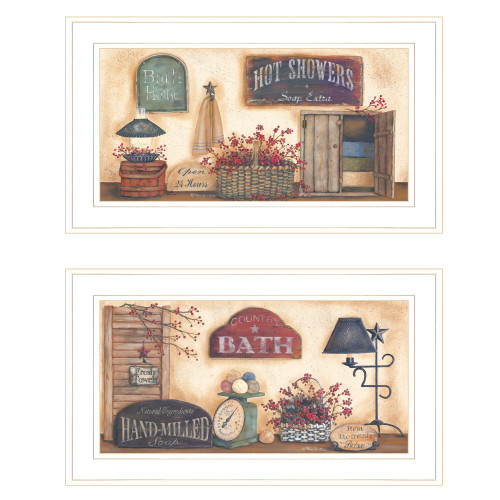 Set Of Two Bath 2 White Framed Print Wall Art (406635)