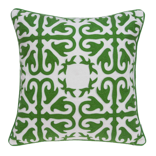 20" X 7" X 20" Traditional Green And White Accent Pillow Cover With Down Insert (334316)